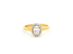 Elegant 22ct Gold Ring With Oval & Round Cubic Zirconia Stones | Size L½