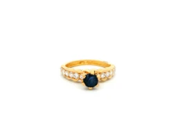 22ct Gold Ladies Ring With Blue And White Cubic Zirconia Stones – Elegant & Glamorous Jewellery | Size J½