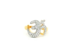 22ct Gold 'OM' Ring With Cubic Zirconia Stones | Size J½