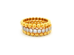 22ct Gold Stacking Eternity Cubic Zirconia Ring Set With 2 Plain Bands | Size N