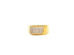 1 Men's 22ct Yellow Gold Ring With Cubic Zirconia Stones – Stylish & Durable Luxury Jewellery | Size R