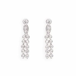 18ct White Gold Adjustable Cubic Zirconia Mangal Sutra And Earrings Set MS-4439 E-4439 -Mathieu Blan Chard Soldes 18ct white gold cubic zirconia screw back earrings E 4439
