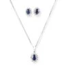 18ct White Gold With Diamond And Blue Sapphire Pendant Suite