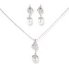 18ct White Gold Diamond & Cultured Pearl Drop Set (Pendant + Chain + Earrings) MCS6066/7