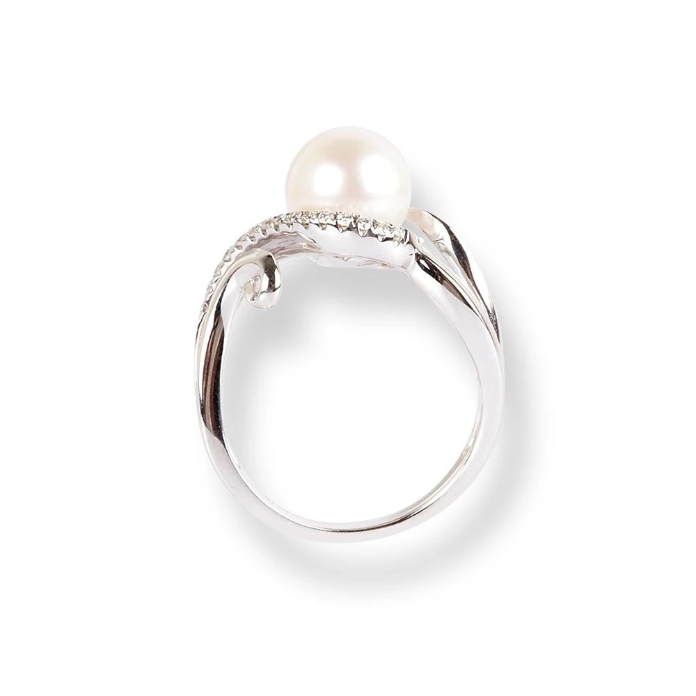 18ct White Gold Diamond & Cultured Pearl Ring LR-6647 18ct White Gold Diamond & Cultured Pearl Ring LR-6647 -Mathieu Blan Chard Soldes 18ct white gold diamond cultured pearl ring