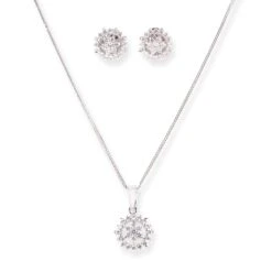 18ct White Gold With Diamonds Pendant Suite