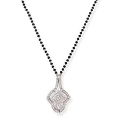18ct White Gold Diamond Reversible Mangal Sutra With Hook Clasp