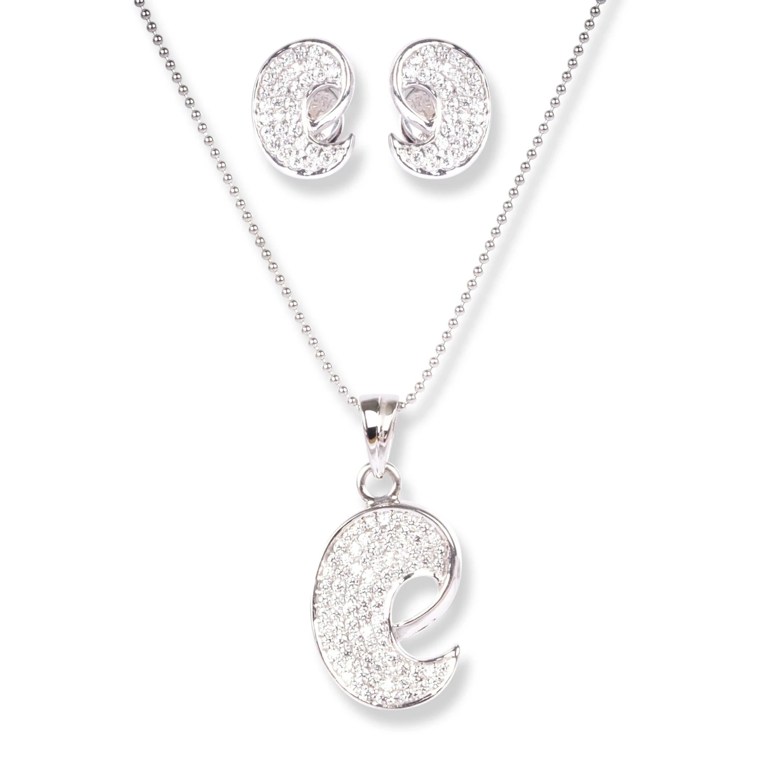 18ct White Gold Set with Cubic Zirconia Stones (Pendant + Chain + Stud Earrings) 18ct White Gold Set With Cubic Zirconia Stones (Pendant + Chain + Stud Earrings) -Mathieu Blan Chard Soldes 18ct white gold set with cubic zirconia stones pendant chain stud earrings scaled