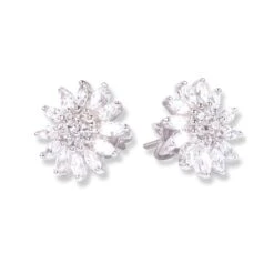 18ct White Gold Set With Cubic Zirconia Stones P-4469 -Mathieu Blan Chard Soldes 18ct white gold set with cubic zirconia stones pendant chain stud earrings 11