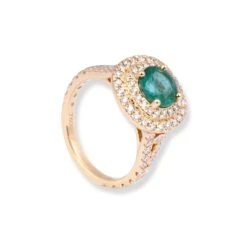 18ct Yellow Gold Diamond & Emerald Ring LR-7027 -Mathieu Blan Chard Soldes 18ct yellow gold diamond emerald ring 2