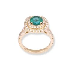 18ct Yellow Gold Diamond & Emerald Ring LR-7027 -Mathieu Blan Chard Soldes 18ct yellow gold diamond emerald ring 2 2