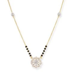 18ct Yellow Gold Diamond Mangal Sutra With Ring Clasp