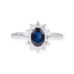 18ct White Gold And Blue Sapphire Dress Ring LR-7046