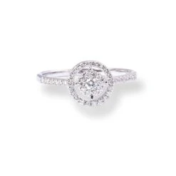 18ct White Gold Cluster Halo Diamond Ring MCS2825