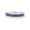 18ct White Gold Diamond & Blue Sapphire Band Ring LR-7033