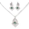 18ct White Gold Diamond & Emerald Set (Pendant + Chain + Earrings) MCS6223/4