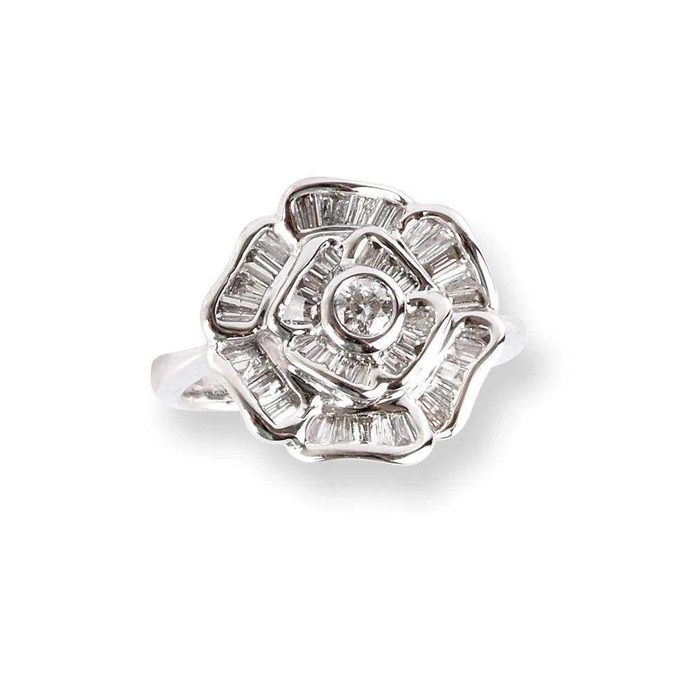 18ct White Gold Diamonds ring with Flower design LR-6663 18ct White Gold Diamonds Ring With Flower Design LR-6663 -Mathieu Blan Chard Soldes 18ctWhiteGoldDiamondsringwithFlowerdesignLR 6663