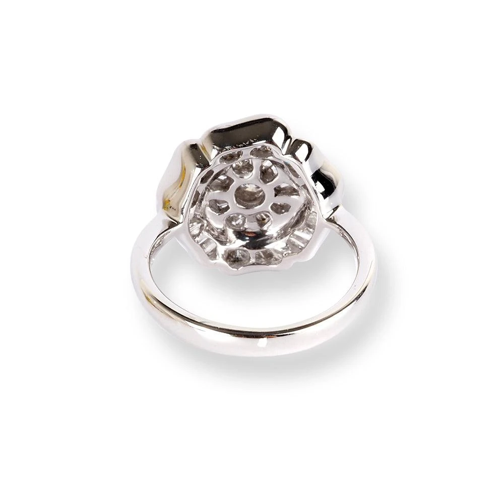 18ct White Gold Diamonds ring with Flower design LR-6663 18ct White Gold Diamonds Ring With Flower Design LR-6663 -Mathieu Blan Chard Soldes 18ctWhiteGoldDiamondsringwithFlowerdesignLR 6663 1