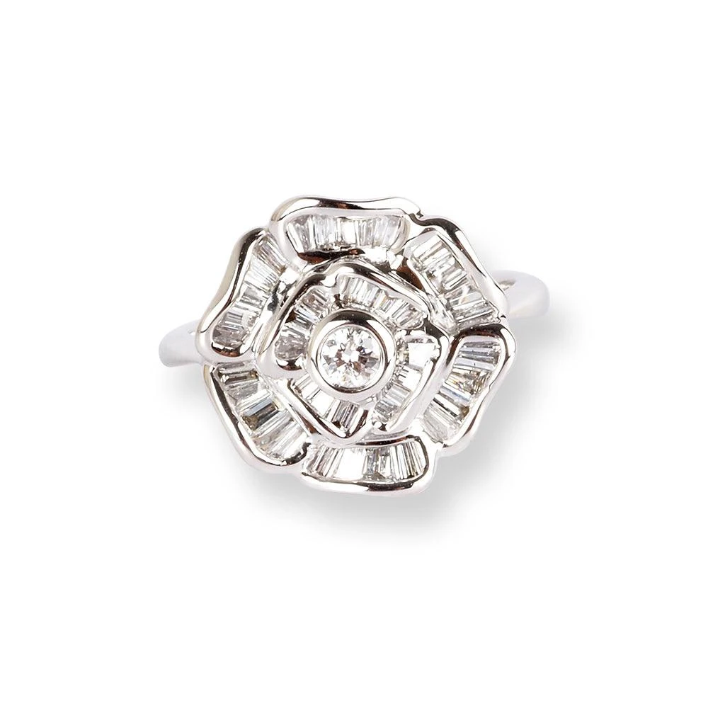 18ct White Gold Diamonds ring with Flower design LR-6663 18ct White Gold Diamonds Ring With Flower Design LR-6663 -Mathieu Blan Chard Soldes 18ctWhiteGoldDiamondsringwithFlowerdesignLR 6663 2