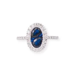 18ct White Gold Oval Shaped Diamond & Blue Sapphire Ring LR-7044 3 18ct White Gold Oval Shaped Diamond & Blue Sapphire Ring LR-7044 -Mathieu Blan Chard Soldes 18ctWhiteGoldOvalShapedDiamond BlueSapphireRingLR 7044