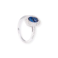 18ct White Gold Oval Shaped Diamond & Blue Sapphire Ring LR-7044 2 18ct White Gold Oval Shaped Diamond & Blue Sapphire Ring LR-7044 -Mathieu Blan Chard Soldes 18ctWhiteGoldOvalShapedDiamond BlueSapphireRingLR 7044 3