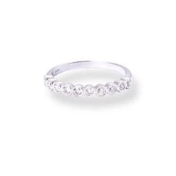 18ct White Gold Round Brilliant Cut Rub-over Set Half-Eternity Diamond Band LR-6714