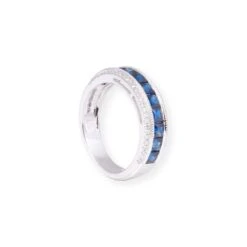 18ct White Gold With Diamonds & Blue Sapphire Ring In Pave Setting LR-7040 -Mathieu Blan Chard Soldes 18ctWhiteGoldWithDiamonds BlueSapphireRingInPaveSettingLR 7040 3