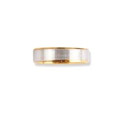 18ct White & Yellow Gold Wedding Band With Brush Finish & Polished Grooved Edges LR-6658 -Mathieu Blan Chard Soldes 18ctWhite YellowGoldWeddingBandWithBrushFinish PolishedGroovedEdgesLR 6658 3