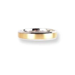 18ct White & Yellow Gold Wedding Band With Brushed Finish Bevelled Edge Flat Court LR-6659