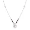 18ct White Gold Diamond Teardrop Mangalsutra Necklace With Black Beads