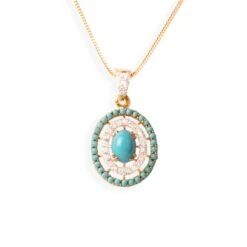 22ct Gold Cubic Zirconia And Turquoise Chain, Pendant And Earrings Set C-5779 P-7301 E-7301 -Mathieu Blan Chard Soldes 22ct gold chain and pendant with cubic zirconias and turquoise C 5779 15 5 P 7301 f0c63c77 cd1a 4610 84ca 1ad6bc20016b