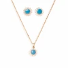 22ct Gold Cubic Zirconia And Turquoise Chain, Pendant And Earrings Set (8.6g) C-2821-16 P-7302 E-7302