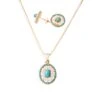 22ct Gold Cubic Zirconia And Turquoise Chain, Pendant And Earrings Set C-5779 P-7301 E-7301