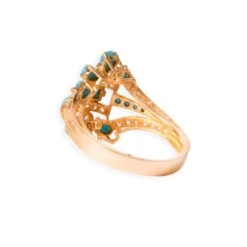 22ct Gold Cubic Zirconia And Turquoise Dress Ring (4.5g) LR-6553 2 22ct Gold Cubic Zirconia And Turquoise Dress Ring (4.5g) LR-6553 -Mathieu Blan Chard Soldes 22ct gold cubic zirconia and turquoise dress ring LR 6553 back