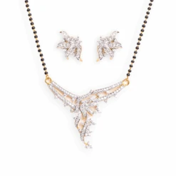 22ct Gold Adjustable Cubic Zirconia Mangal Sutra And Earrings Set MS-4479 E-4479