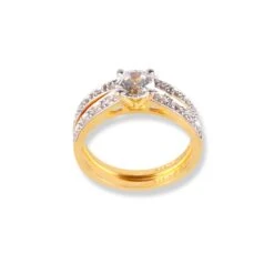 22ct Gold Engagement Ring And Wedding Band Set With Swarovski Zirconia Stones LR-6632 -Mathieu Blan Chard Soldes 22ct gold engagement ring and wedding band set with swarovski zirconia stones 2 6