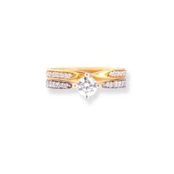 22ct Gold Engagement Ring And Wedding Band Set With Swarovski Zirconia Stones LR-7093