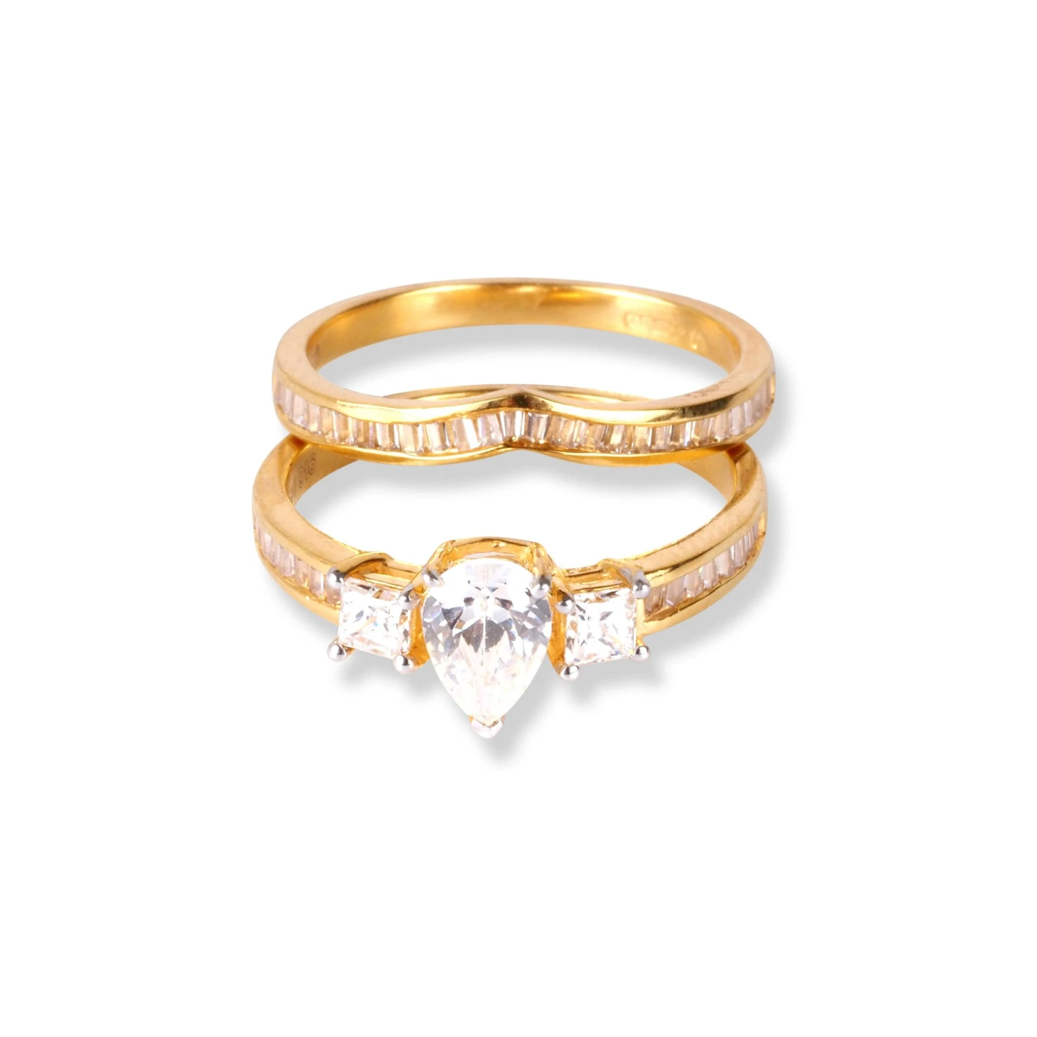 22ct Gold Engagement Ring and Wedding Band Set with Swarovski Zirconia Stones LR-6633 22ct Gold Engagement Ring And Wedding Band Set With Swarovski Zirconia Stones LR-6633 -Mathieu Blan Chard Soldes 22ct gold engagement ring and wedding band set with swarovski zirconia stones scaled