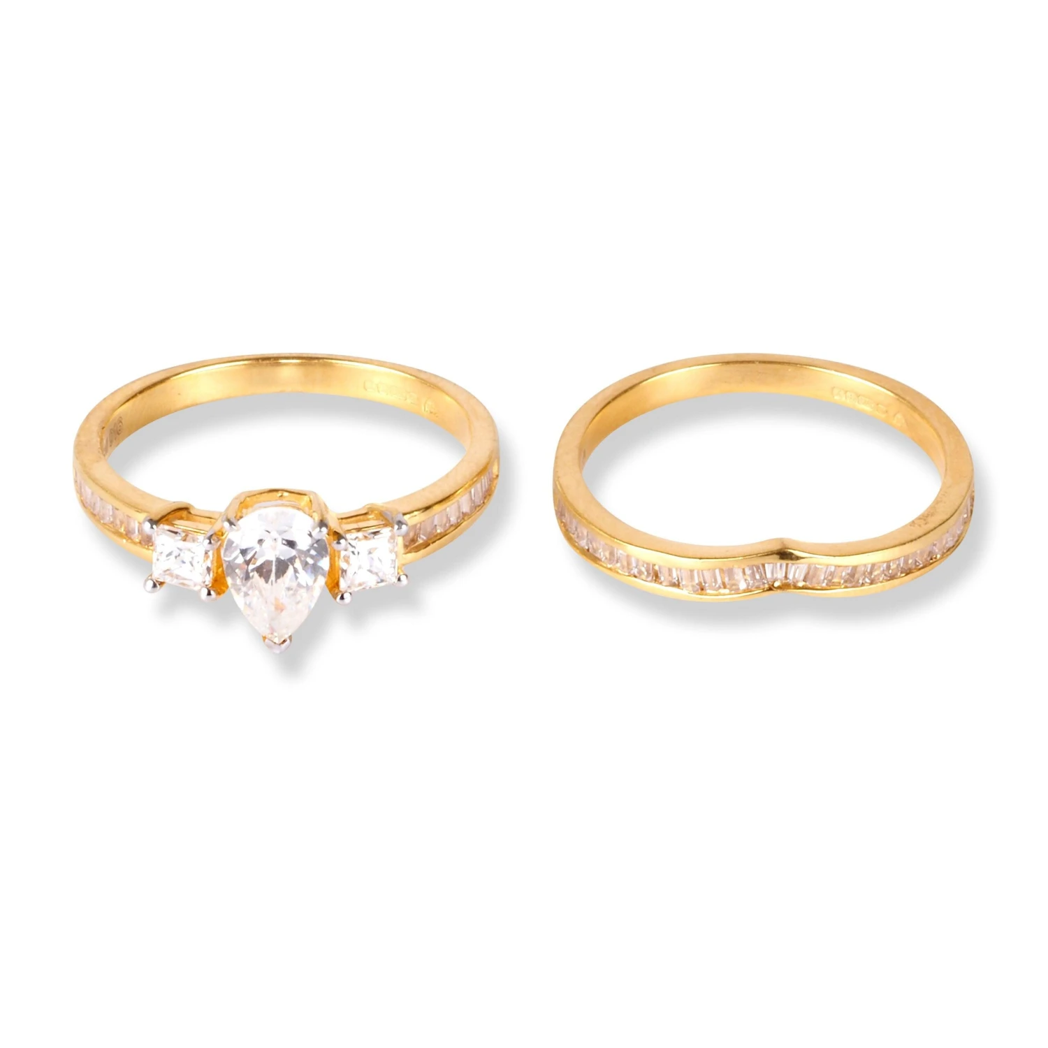 22ct Gold Engagement Ring and Wedding Band Set with Swarovski Zirconia Stones LR-6633 22ct Gold Engagement Ring And Wedding Band Set With Swarovski Zirconia Stones LR-6633 -Mathieu Blan Chard Soldes 22ct gold engagement ring and wedding band set with swarovski zirconia stones 2 scaled