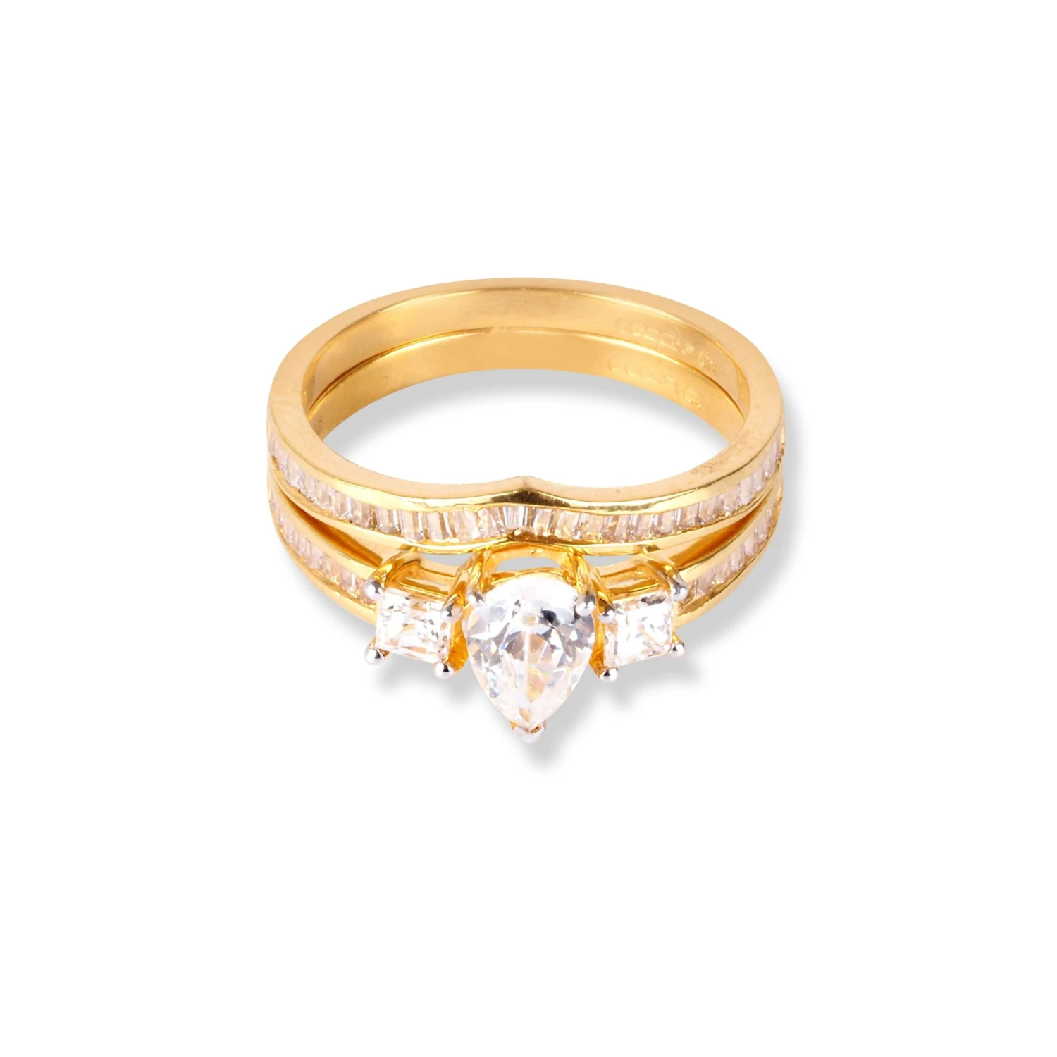 22ct Gold Engagement Ring and Wedding Band Set with Swarovski Zirconia Stones LR-6633 22ct Gold Engagement Ring And Wedding Band Set With Swarovski Zirconia Stones LR-6633 -Mathieu Blan Chard Soldes 22ct gold engagement ring and wedding band set with swarovski zirconia stones 5 scaled