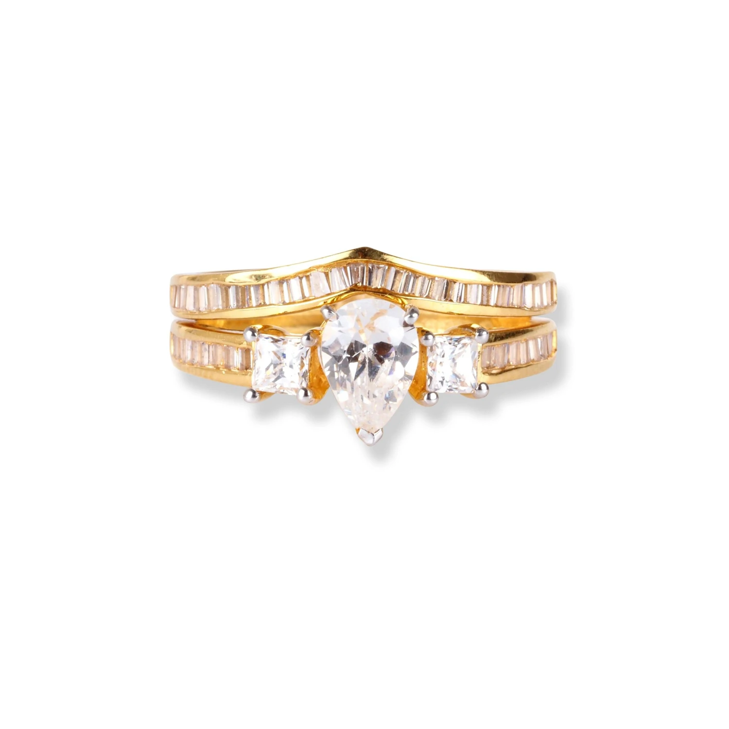 22ct Gold Engagement Ring and Wedding Band Set with Swarovski Zirconia Stones LR-6633 22ct Gold Engagement Ring And Wedding Band Set With Swarovski Zirconia Stones LR-6633 -Mathieu Blan Chard Soldes 22ct gold engagement ring and wedding band set with swarovski zirconia stones 6 scaled