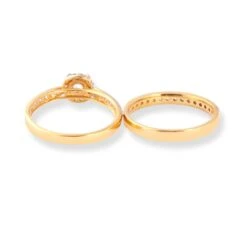 22ct Gold Engagement Ring And Wedding Band Set With Swarovski Zirconia Stones LR-7095 -Mathieu Blan Chard Soldes 22ct gold engagement ring and wedding band set with swarovski zirconias LR 7095 5