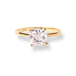 22ct Gold Solitaire Ring With Cushion Shaped Cubic Zirconia Stone LR-7005