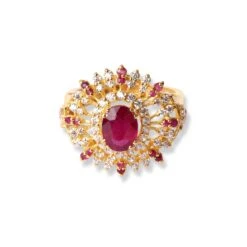 22ct Gold Ring With Pink & White Cubic Zirconia Stones (5.9g) LR-16587