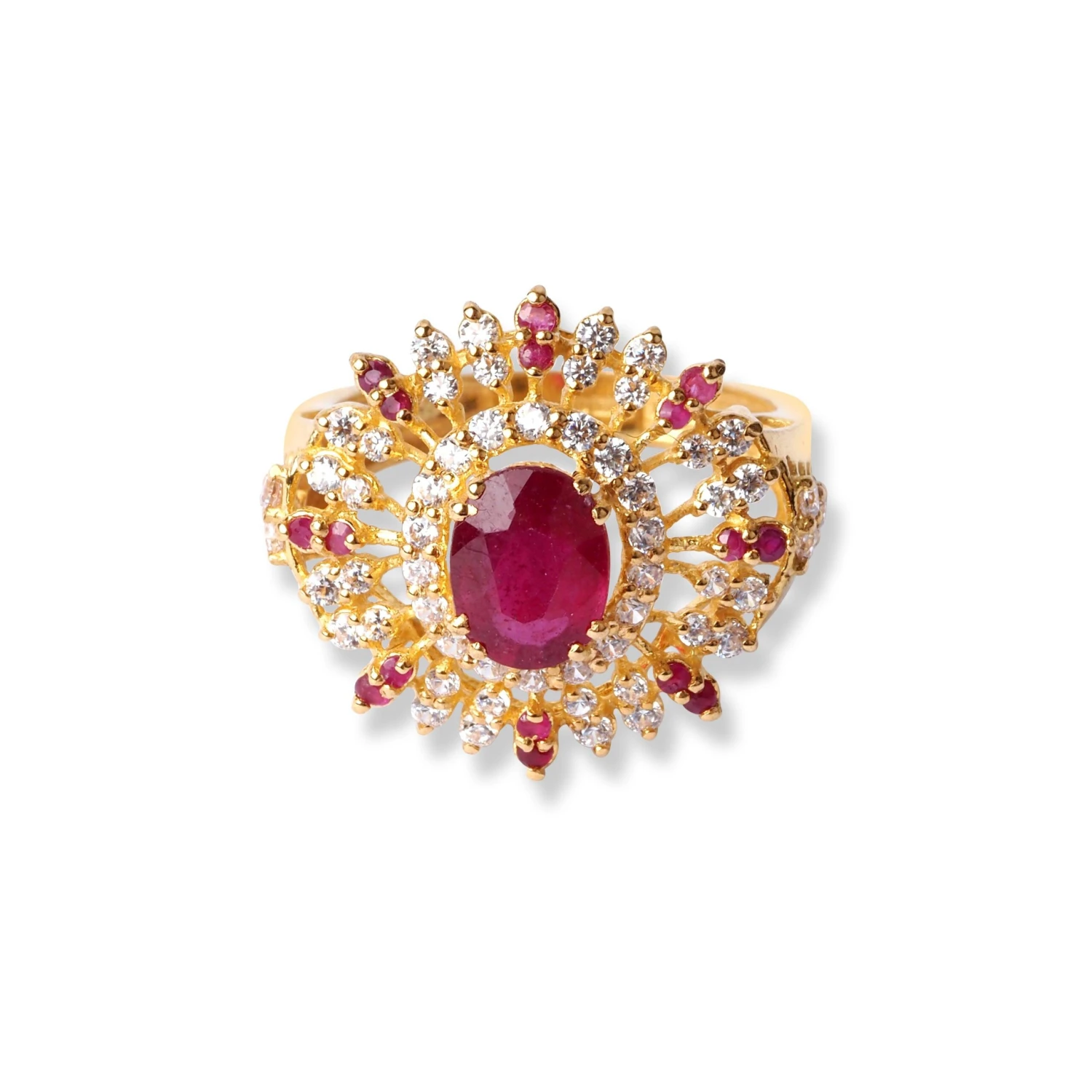 22ct Gold Ring with Pink & White Cubic Zirconia Stones (5.9g) LR-16587 22ct Gold Ring With Pink & White Cubic Zirconia Stones (5.9g) LR-16587 -Mathieu Blan Chard Soldes 22ct gold ring with pink and white cubic zirconia stones scaled