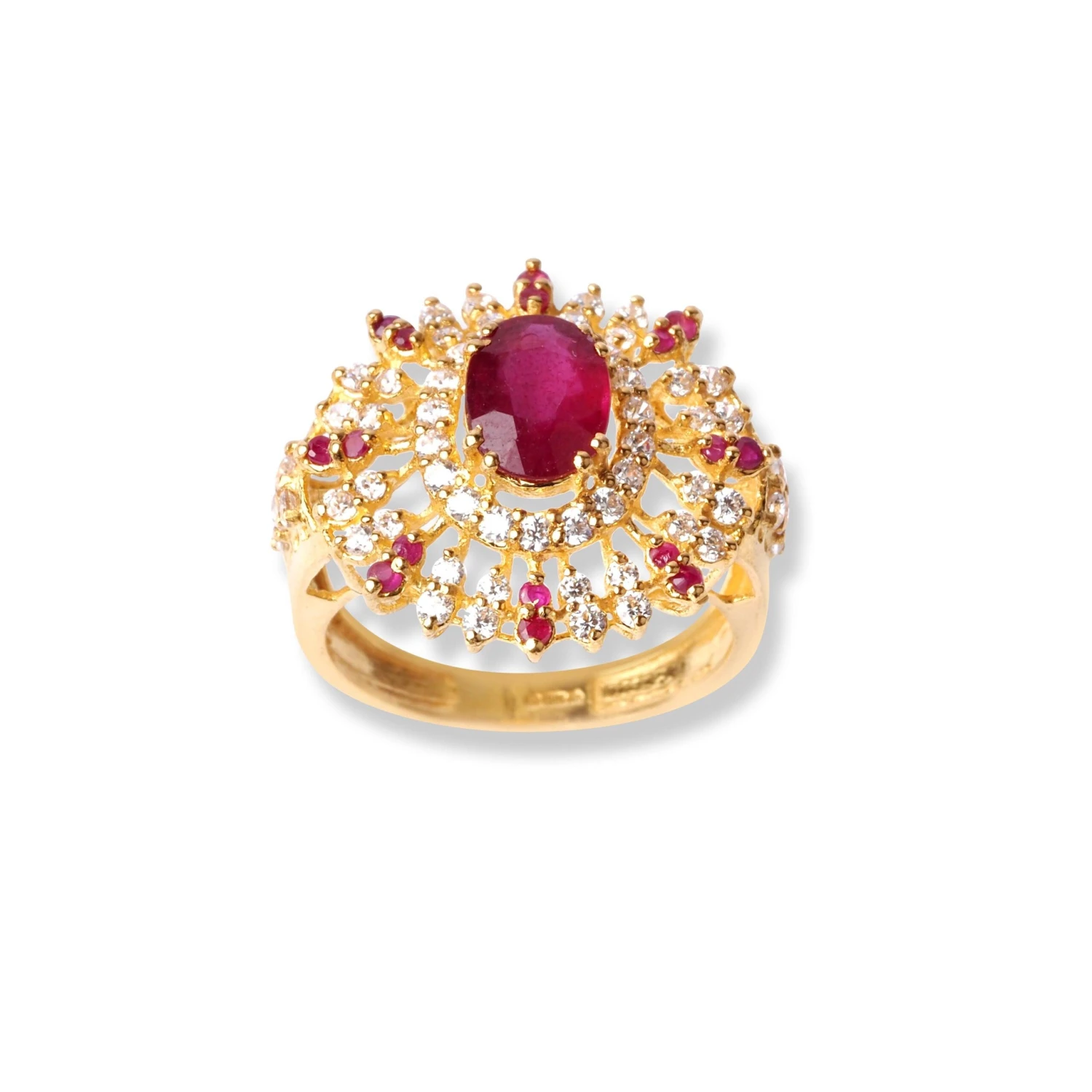22ct Gold Ring with Pink & White Cubic Zirconia Stones (5.9g) LR-16587 22ct Gold Ring With Pink & White Cubic Zirconia Stones (5.9g) LR-16587 -Mathieu Blan Chard Soldes 22ct gold ring with pink and white cubic zirconia stones2 scaled