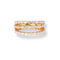 22ct Gold Set Of 3 Stacking Eternity Rings With Swarovski Zirconia Stones LR-6615 -Mathieu Blan Chard Soldes 22ct gold set of 3 stacking eternity rings with swarovski zirconia stones 2