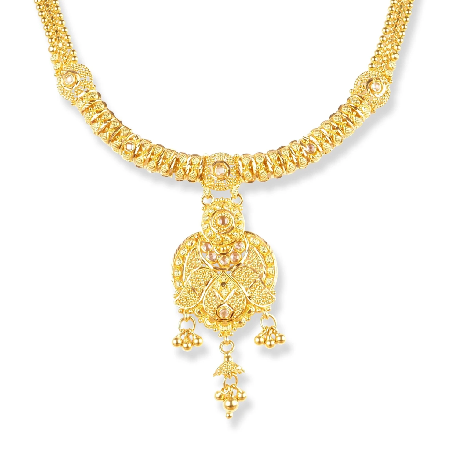 22ct Gold Set with Cubic Zirconia Stones (Necklace + Earrings) N-5948 E-5948 22ct Gold Set With Cubic Zirconia Stones (Necklace + Earrings) N-5948 E-5948 -Mathieu Blan Chard Soldes 22ct gold set with cubic zirconia stones necklace earrings 2 scaled