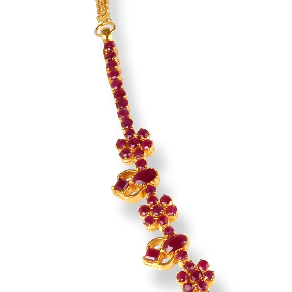 22ct Gold Set with Red Cubic Zirconia Stones NE-6218 22ct Gold Set With Red Cubic Zirconia Stones NE-6218 -Mathieu Blan Chard Soldes 22ct gold set with red cubic zirconia stones