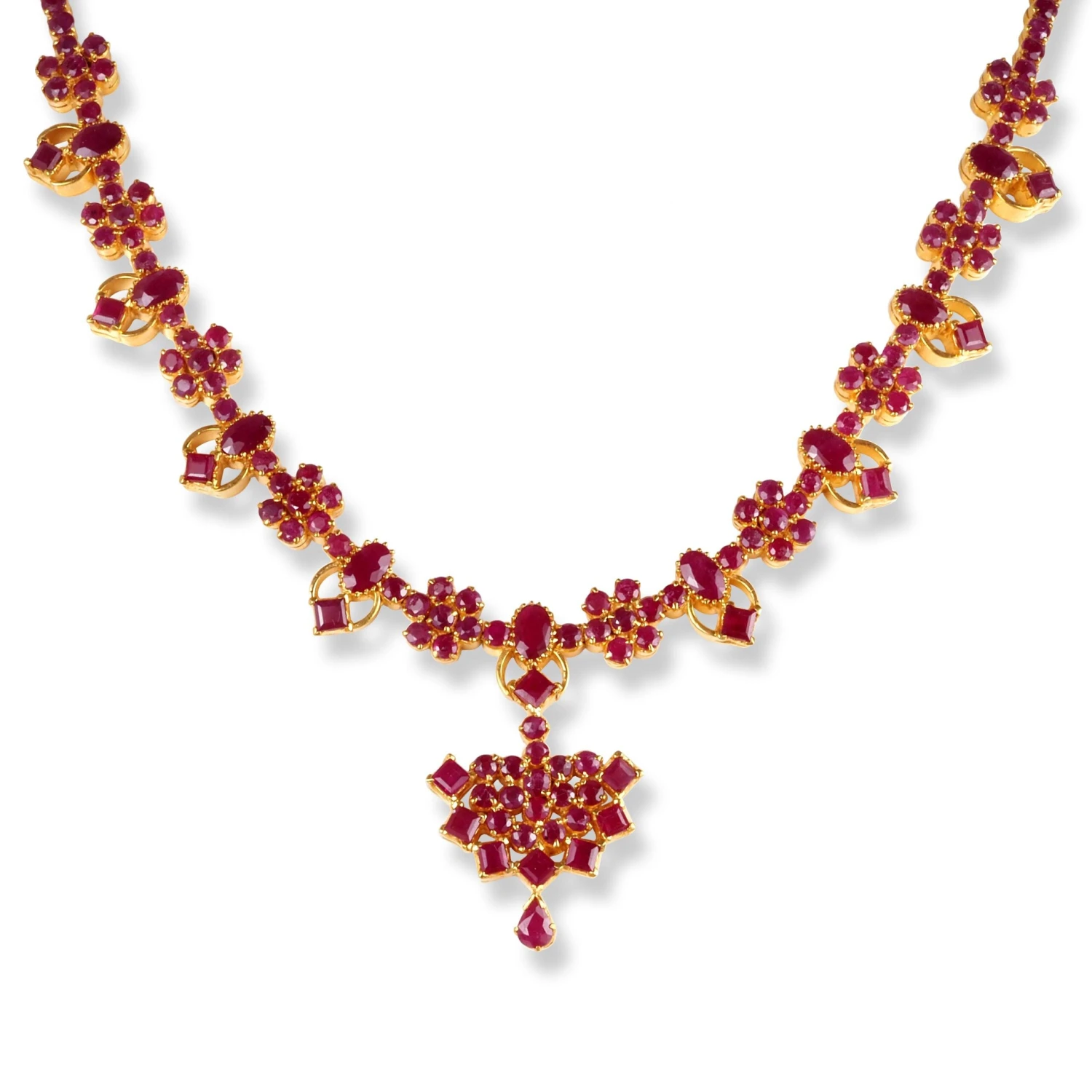 22ct Gold Set with Red Cubic Zirconia Stones NE-6218 22ct Gold Set With Red Cubic Zirconia Stones NE-6218 -Mathieu Blan Chard Soldes 22ct gold set with red cubic zirconia stones 3 scaled